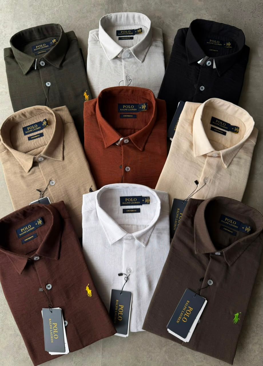 Ralph Lauren Premium Quality Collar Neck Full Sleeve Men's Shirt - 40 Pc