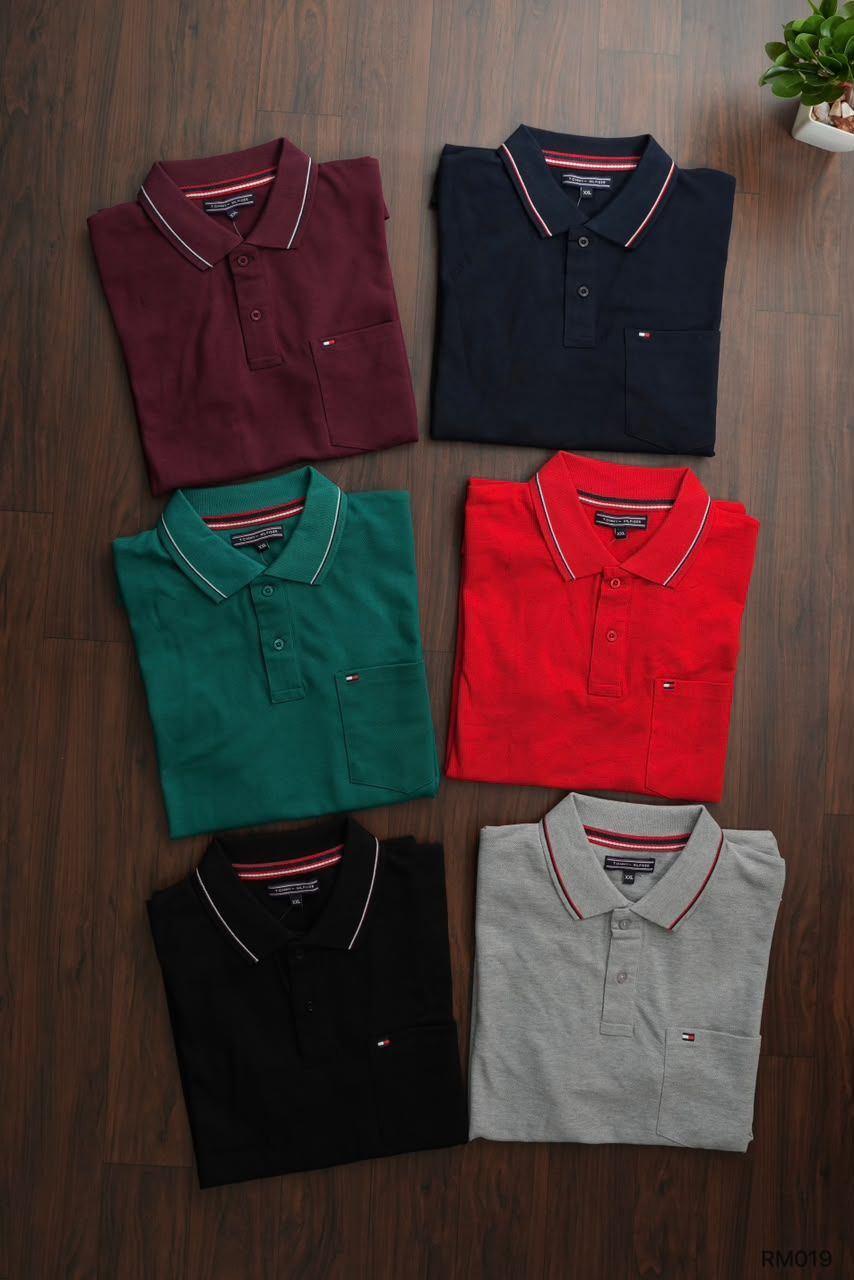 Tommy Hilfiger Premium Quality Collar Neck Half Sleeve Men's T-Shirt - 40 Pc