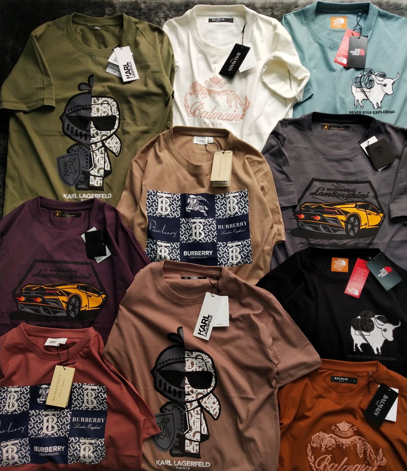 Men's Multi Branded Premium Quality Round Neck Half Sleeve Men's T-Shirt - 60 Pc