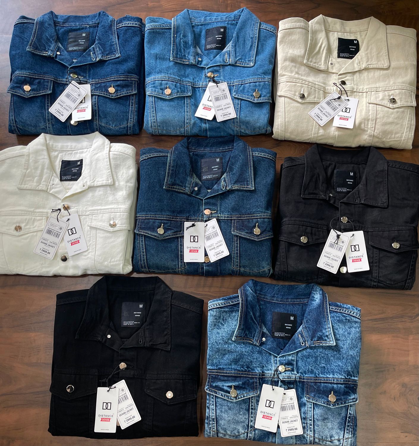 Distance Denim Premium Quality Cotton Collar Neck Full Sleeve Men's Denim Jacket  - 30 Pc