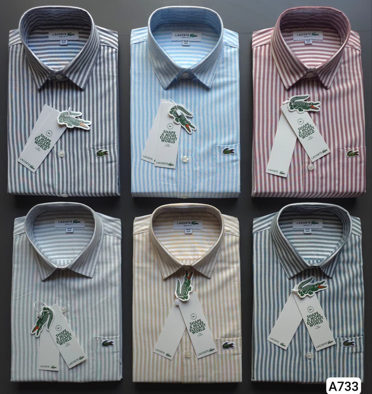 Men's Branded Premium Quality Cotton Oxford Stripes Collar Neck Full Sleeve Men's Shirt - 36 Pc