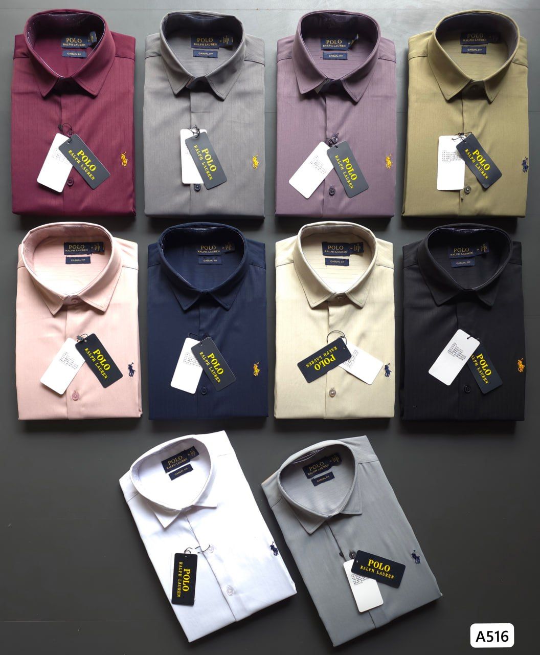 Ralph Lauren Premium Quality Collar Neck Full Sleeve Men's Shirt - 40 Pc