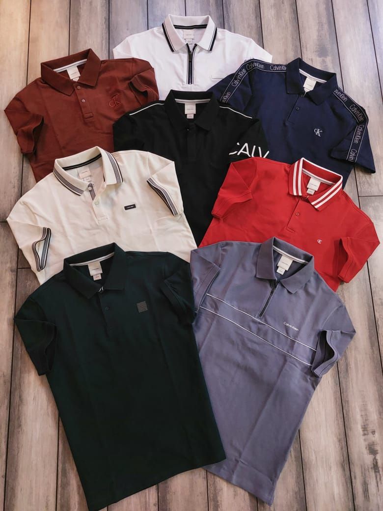 Calvin Klein Premium Quality Collar Neck Half Sleeve Men's T-Shirt - 60 Pc