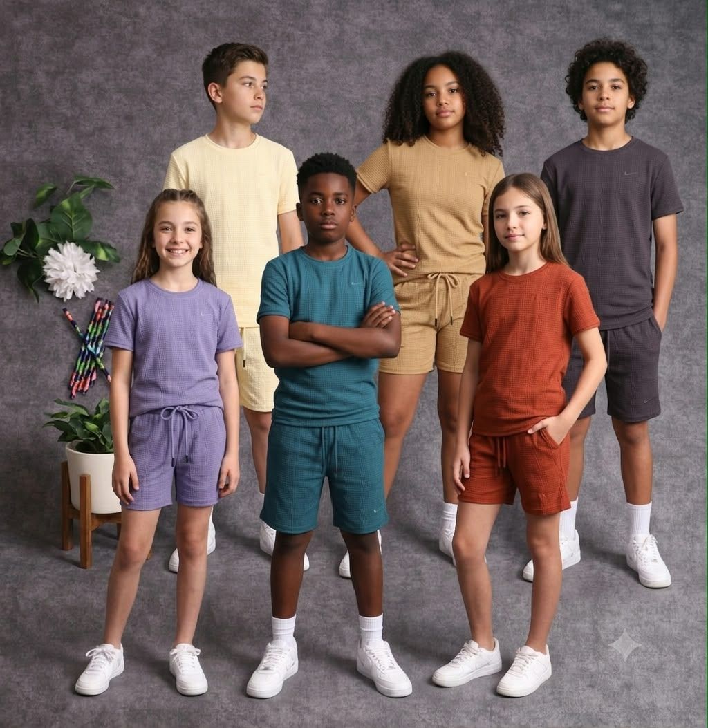 Nike ( Unisex ) Premium Quality Boy's &amp; Girl's Round Neck Half Sleeve Kids Co-ord Set - 40 Set