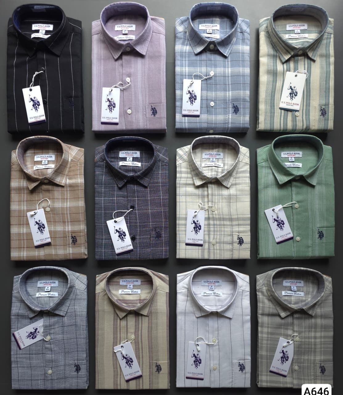 Us Polo Premium Quality Cotton Linen Collar Neck Full Sleeve Men's Shirt - 37 Pc