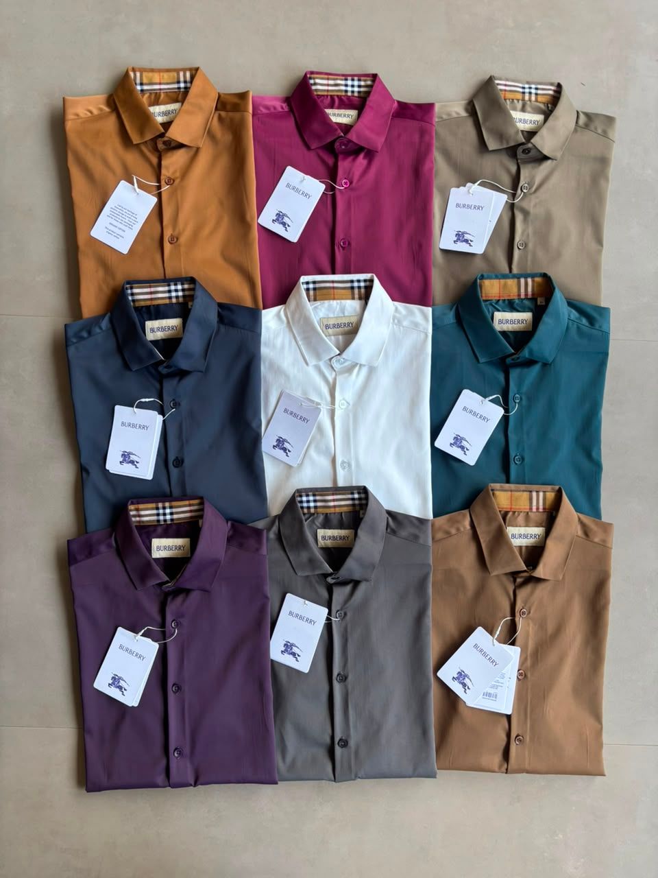 Burberry Premium Quality Solid mercury fabric Collar Neck Full Sleeve Men's Shirt - 70 Pc