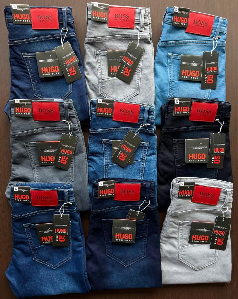 Hugo Boss Premium Quality Cotton Knitted Dobby Double Count Super Lycra Men's Jeans - 60 Pc