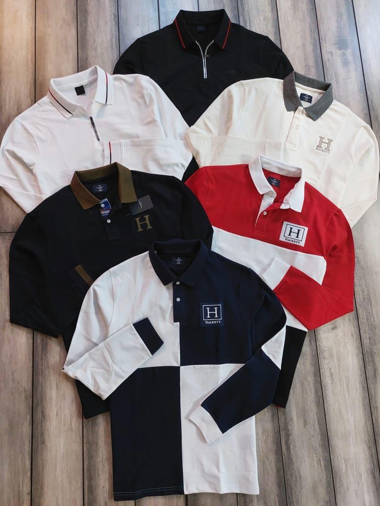 Hackett Premium Quality Collar Neck Full Sleeve Men's T-Shirt - 46 Pc