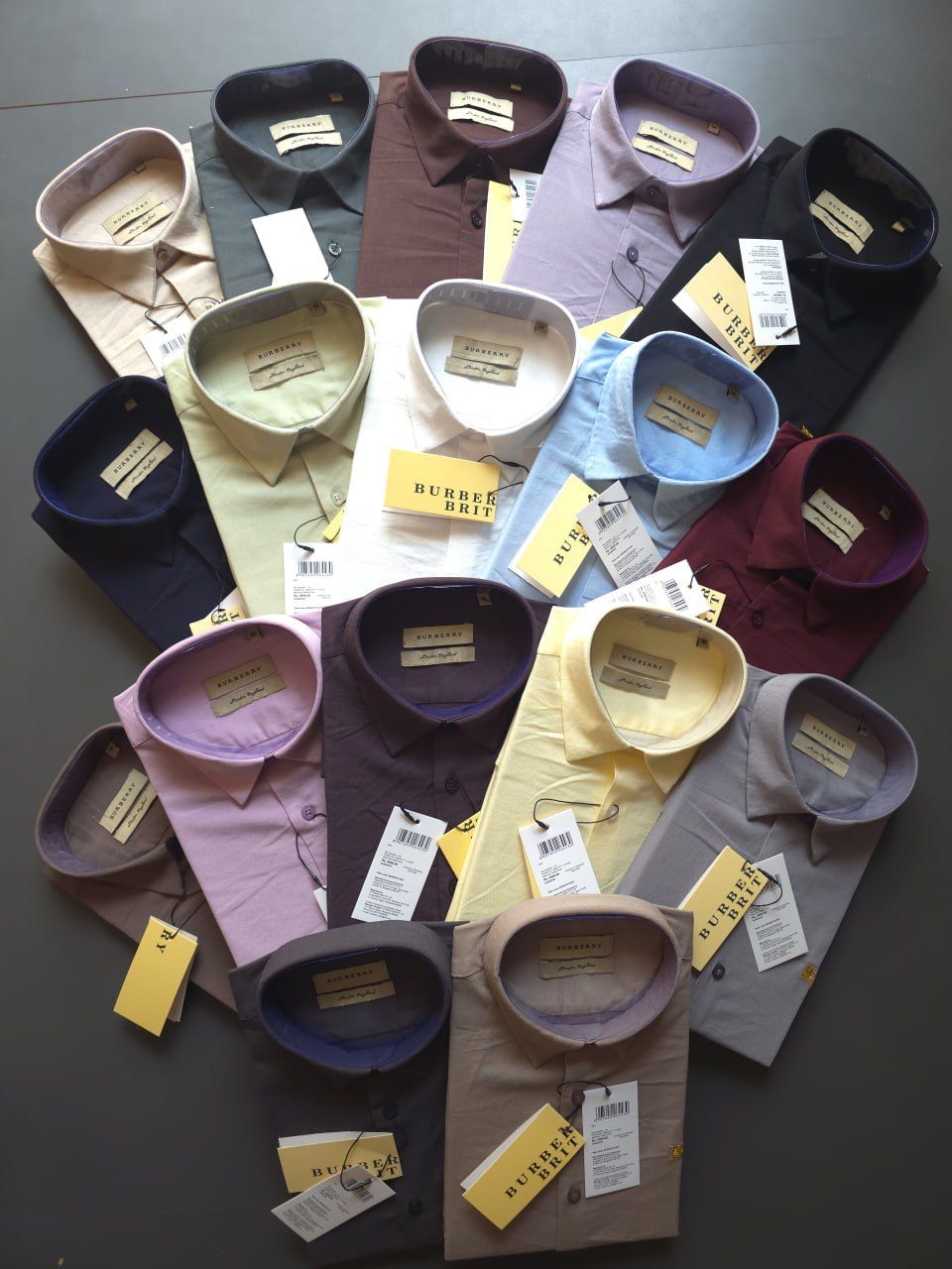 Burberry Premium Quality Collar Neck Full Sleeve Men's Plain Shirt - 54 Pc