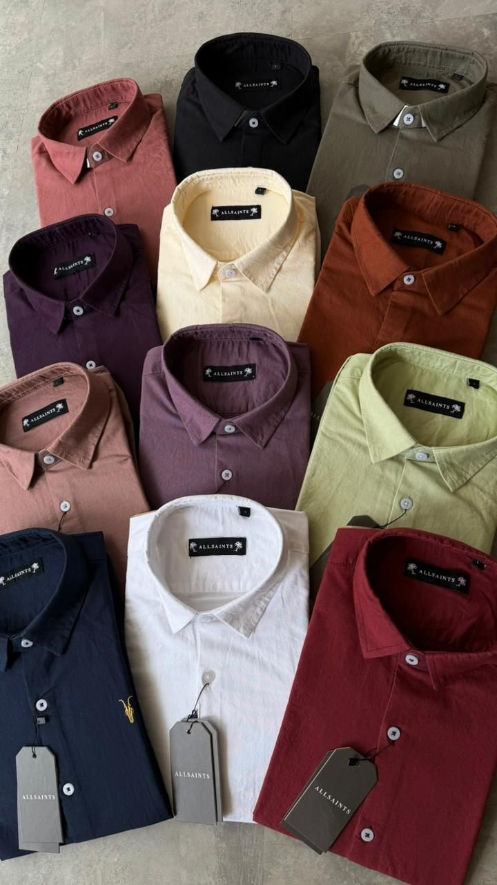 All Saints Premium Quality Cotton Collar Neck Full Sleeve Men's Shirt - 52 Pc