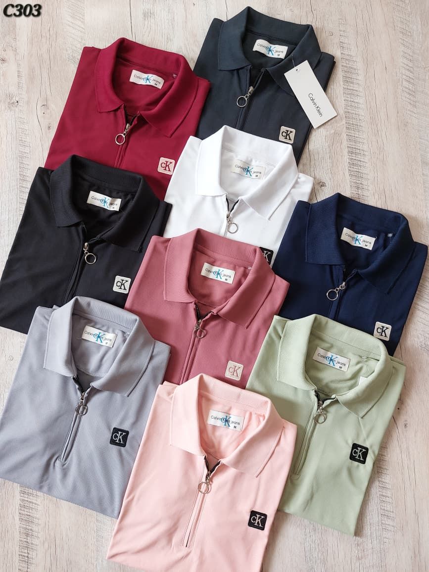 Calvin Klein Premium Quality Collar Neck Half Sleeve Men's T-Shirt - 40 Pc