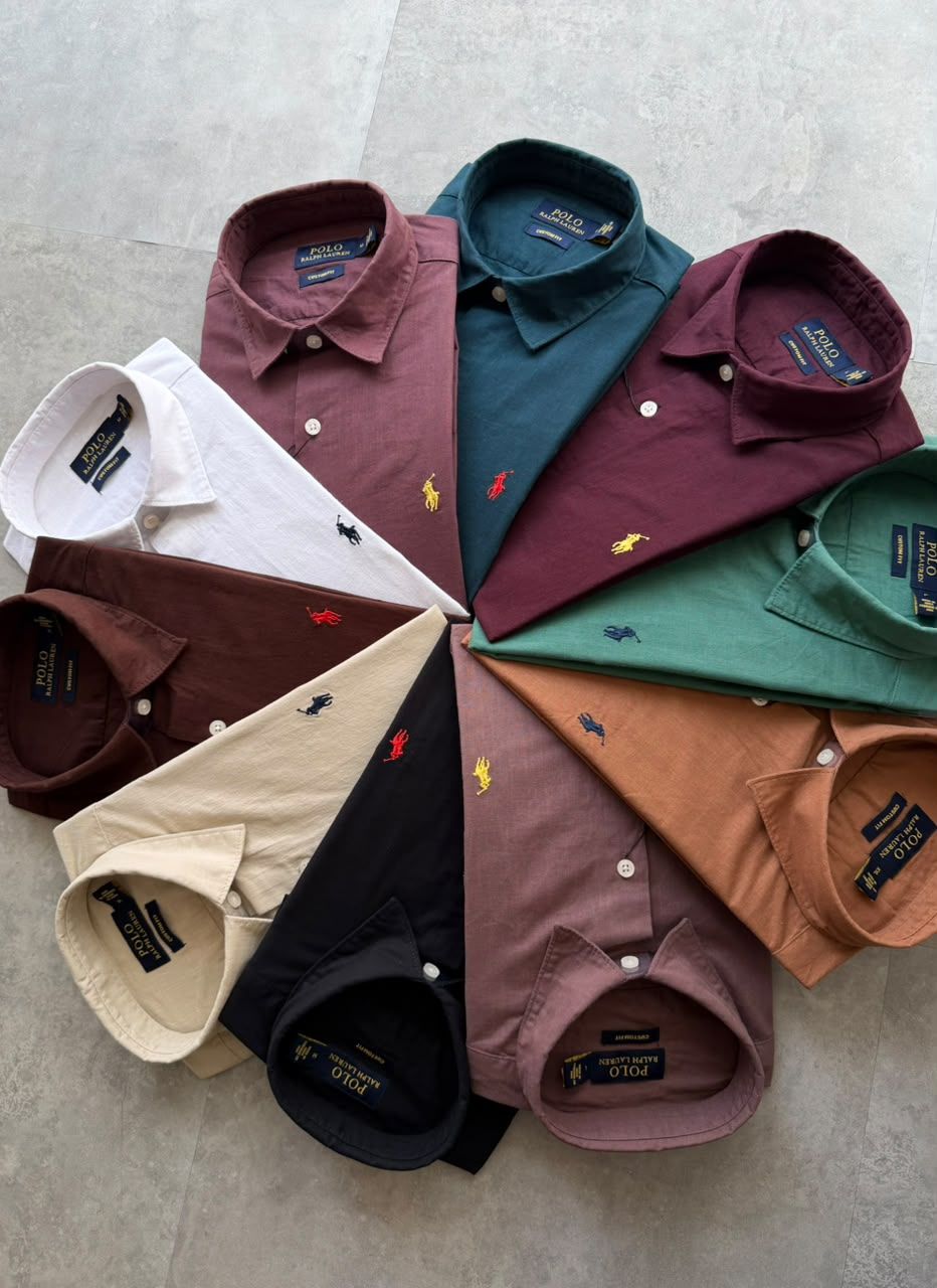 Ralph Lauren Premium Quality Linen Collar Neck Full Sleeve Men's T-Shirt - 42 Pc