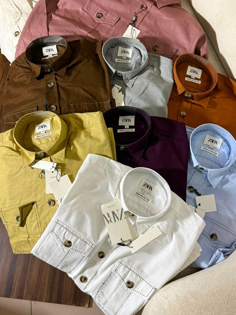 Zara Premium Quality Linen Collar Neck Full Sleeve Men's Hunter Shirt - 40 Pc
