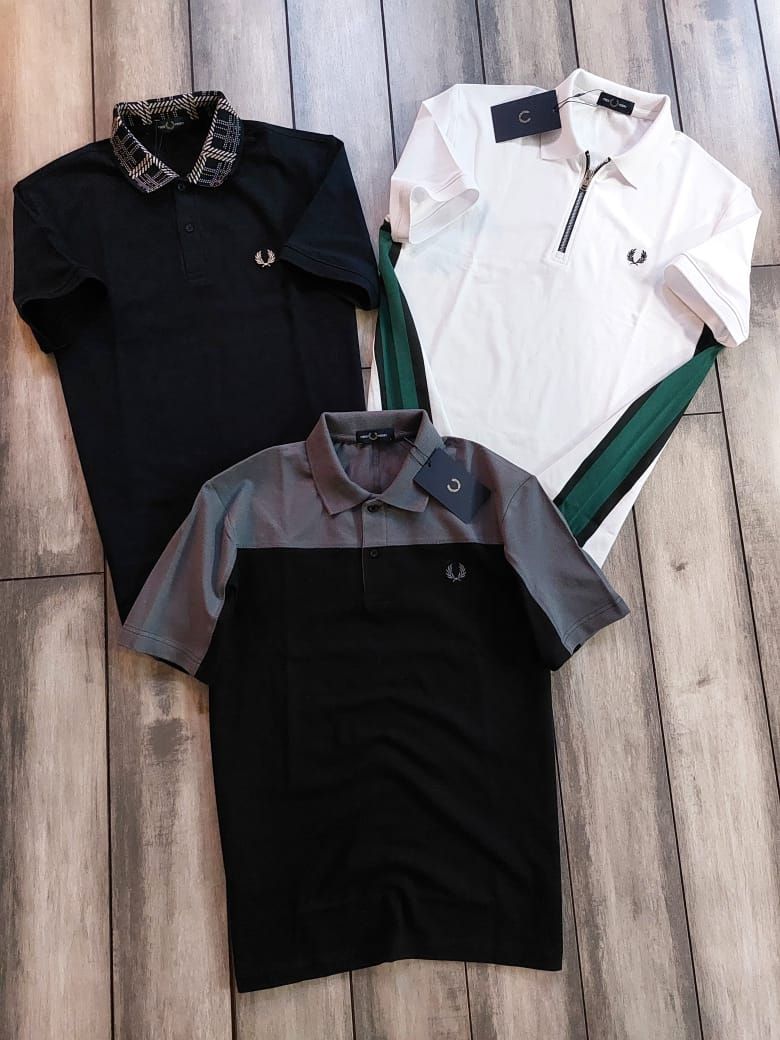 Fred Perry Premium Quality Collar Neck Half Sleeve Men's T-Shirt - 46 Pc