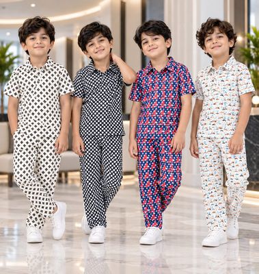 Kids Branded Premium Quality Imported Lycra Kids Night Pant Set - 52 Set