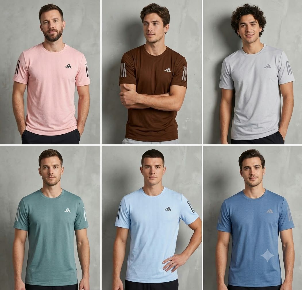 Adidas Premium Quality Active Wear Round Neck Half Sleeve Men's T-Shirt - 52 Pc