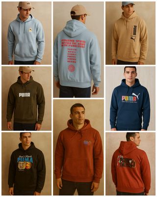 Puma Premium Quality Loop knit Fleece Bio Washed Hooded Neck Full Sleeve Men's Hoodies -  52 Pc