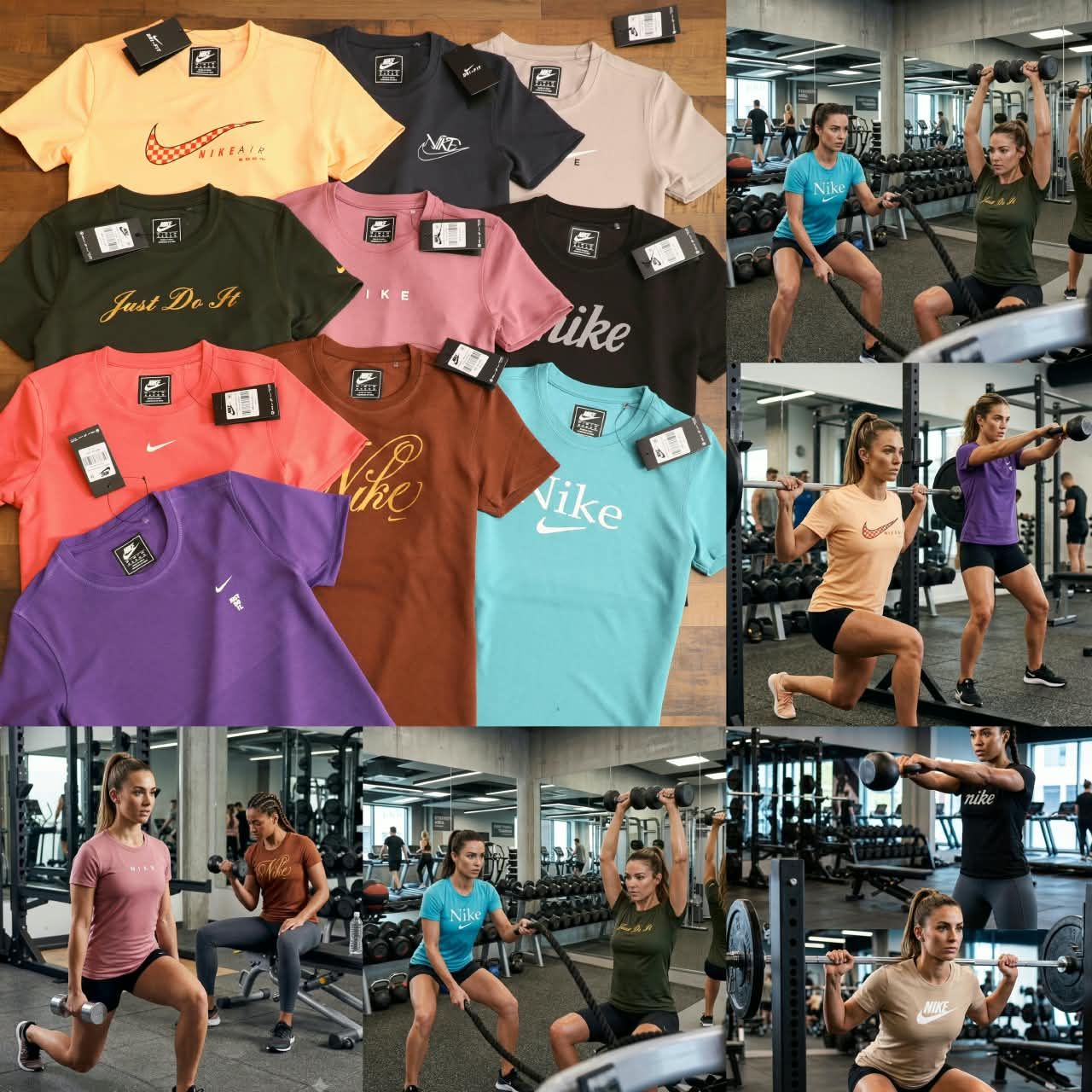 Nike Premium Quality 4Way Lycra Active Wear Round Neck Half Sleeve Women's T-Shirt - 43 Pc
