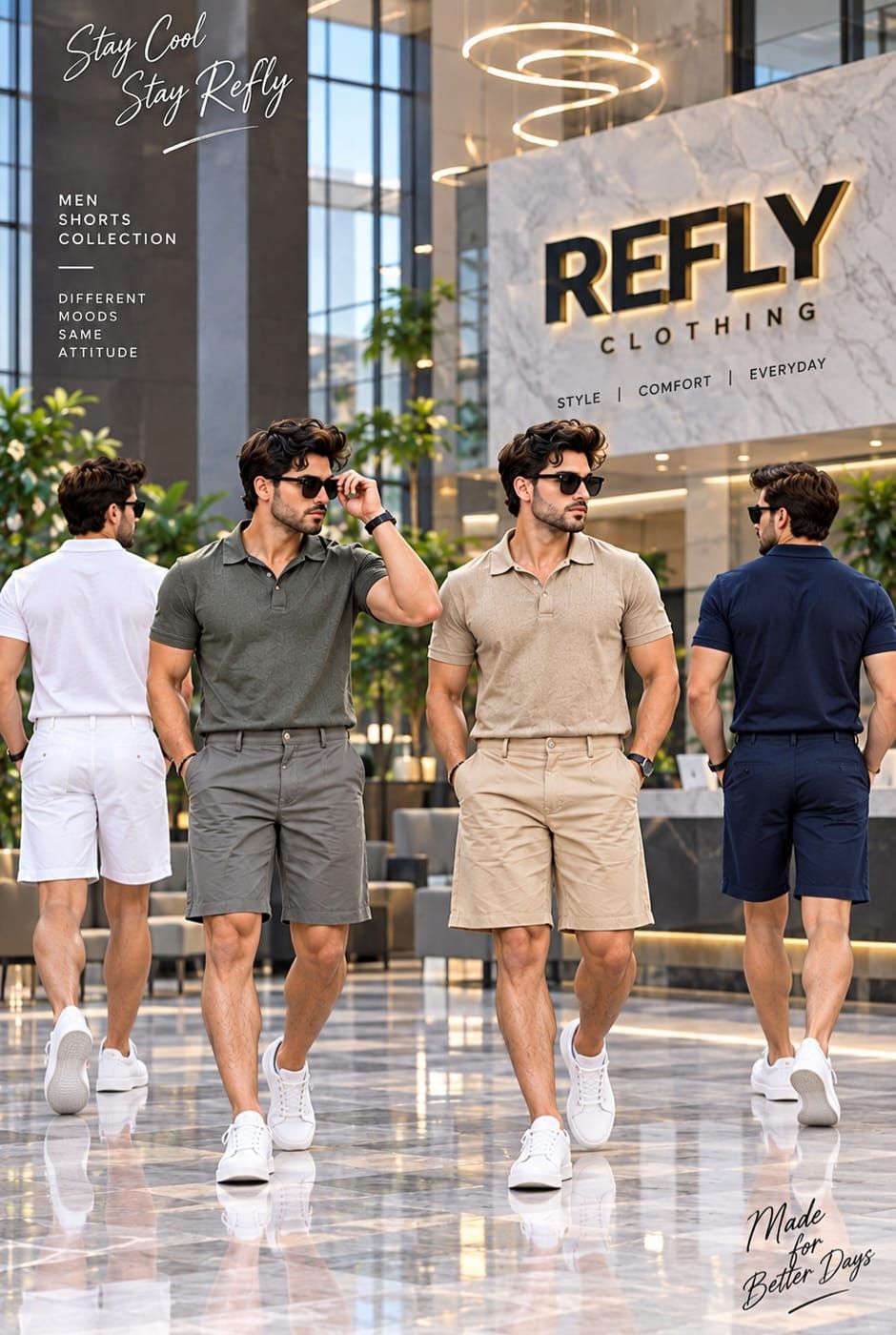 Refly Premium Quality Linen Brand Fit Men's Shorts - 75 Pc