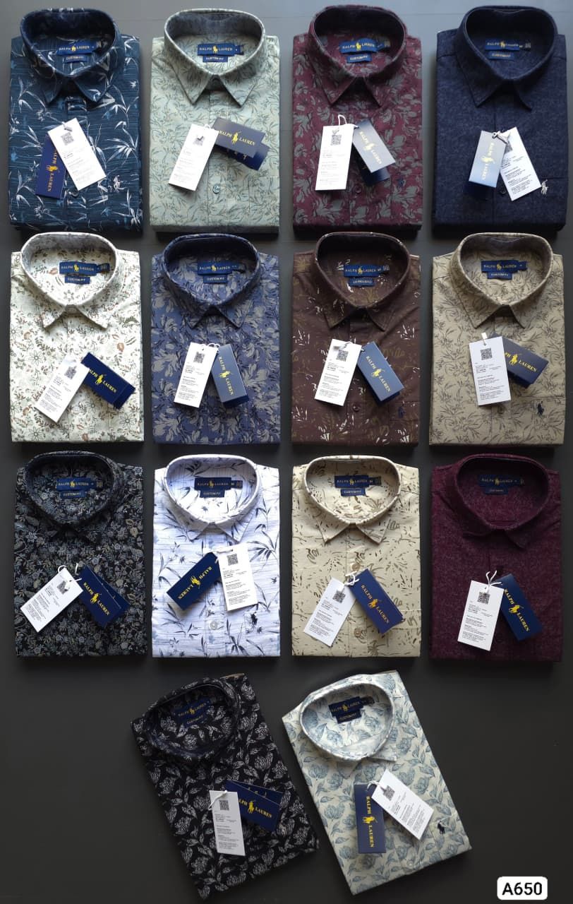 Ralph Lauren Premium Quality Oxford Cotton Collar Neck Full Sleeve Men's Shirt - 42 Pc