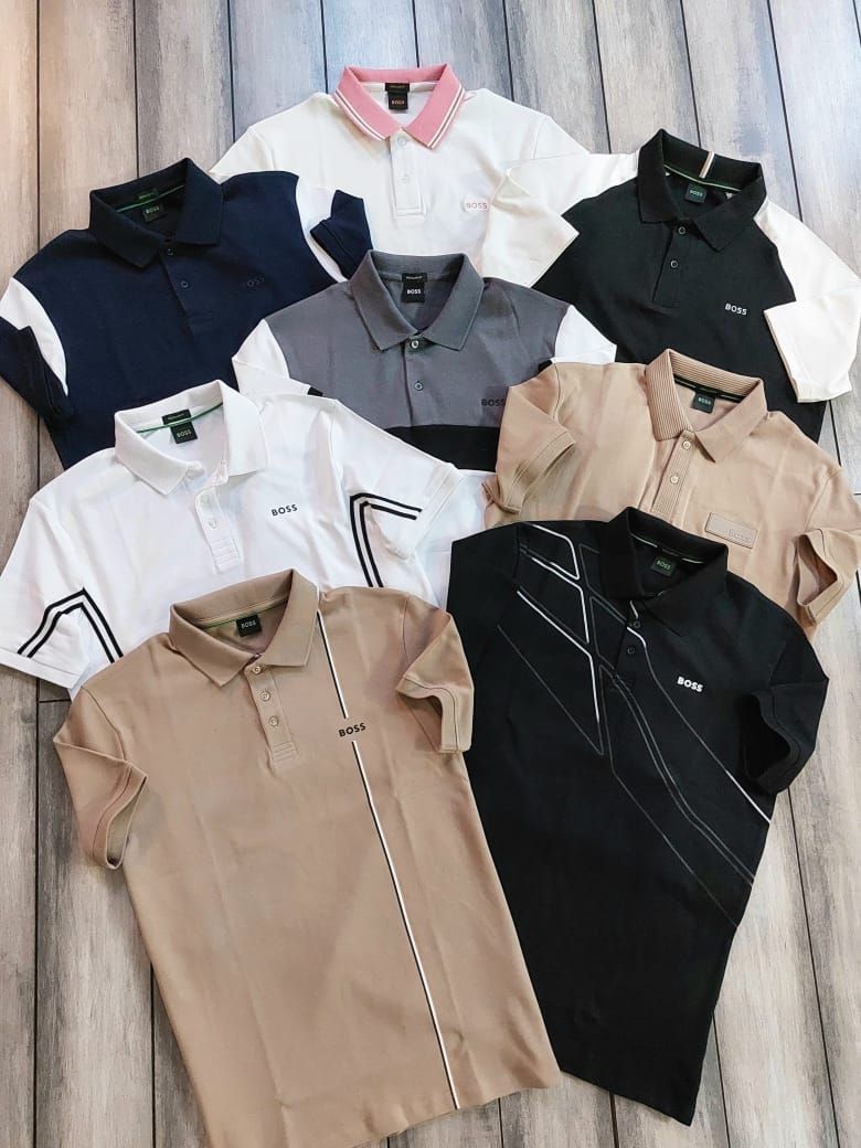 Boss Premium Quality Collar Neck Half Sleeve Men's T-Shirt - 68 Pc