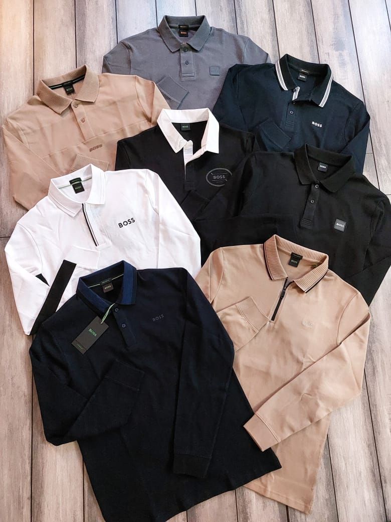 Boss Premium Quality Collar Neck Full Sleeve Men's T-Shirt - 68 Pc