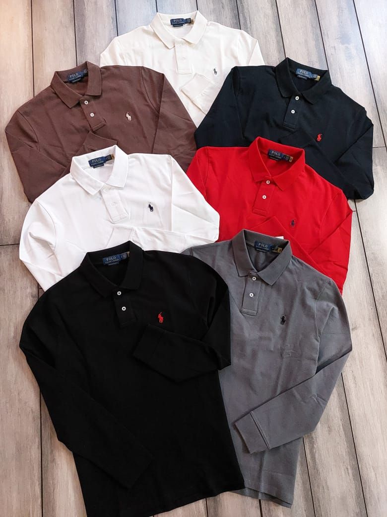 Ralph Lauren Premium Quality Collar Neck Full Sleeve Men’s Polo T-Shirts - 53 Pc
