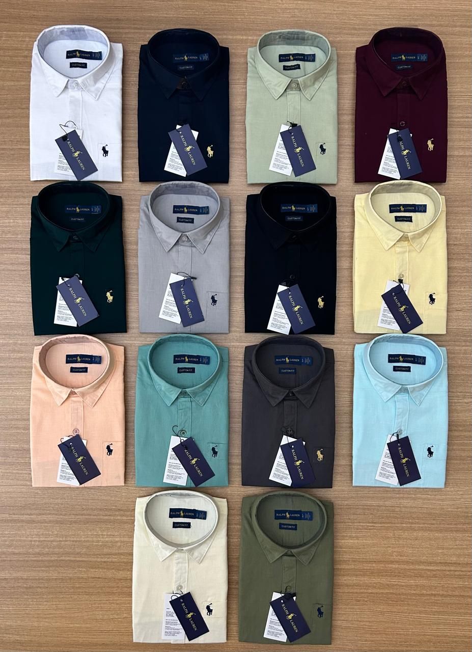Ralph Lauren Premium Quality Lenin Collar Neck Full Sleeve Men's Shirt - 64 Pc