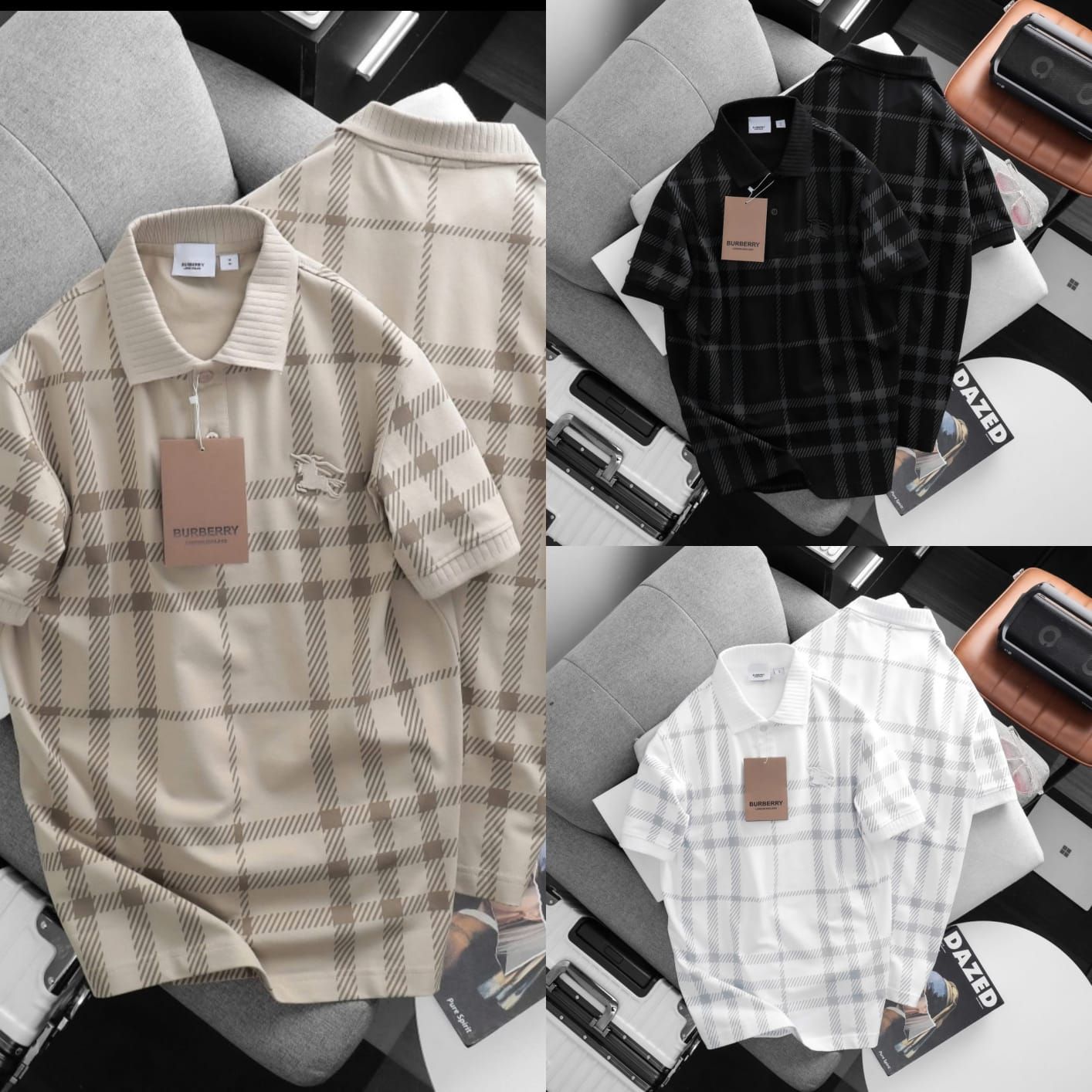 Burberry Premium Quality Cotton Collar Neck Half Sleeve Men's T-Shirt - 38 Pc