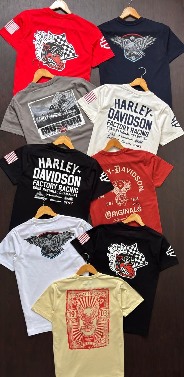 Harley Davidson Premium Quality Round Neck Half Sleeve Men's T-Shirt - 44 Pc