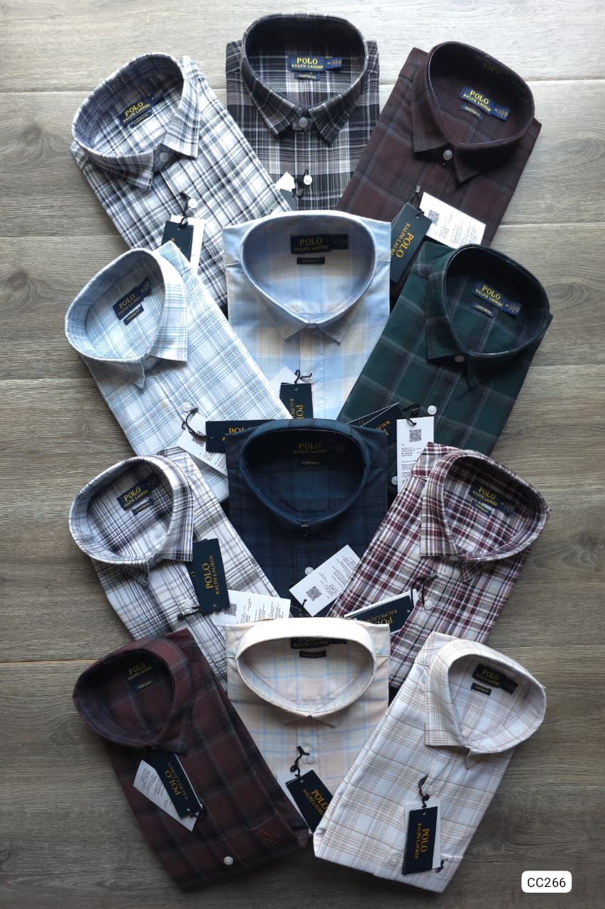 ( Jumbo Size )Ralph Lauren Premium Quality Oxford Checks Full Sleeve Men's Shirt - 72 Pc