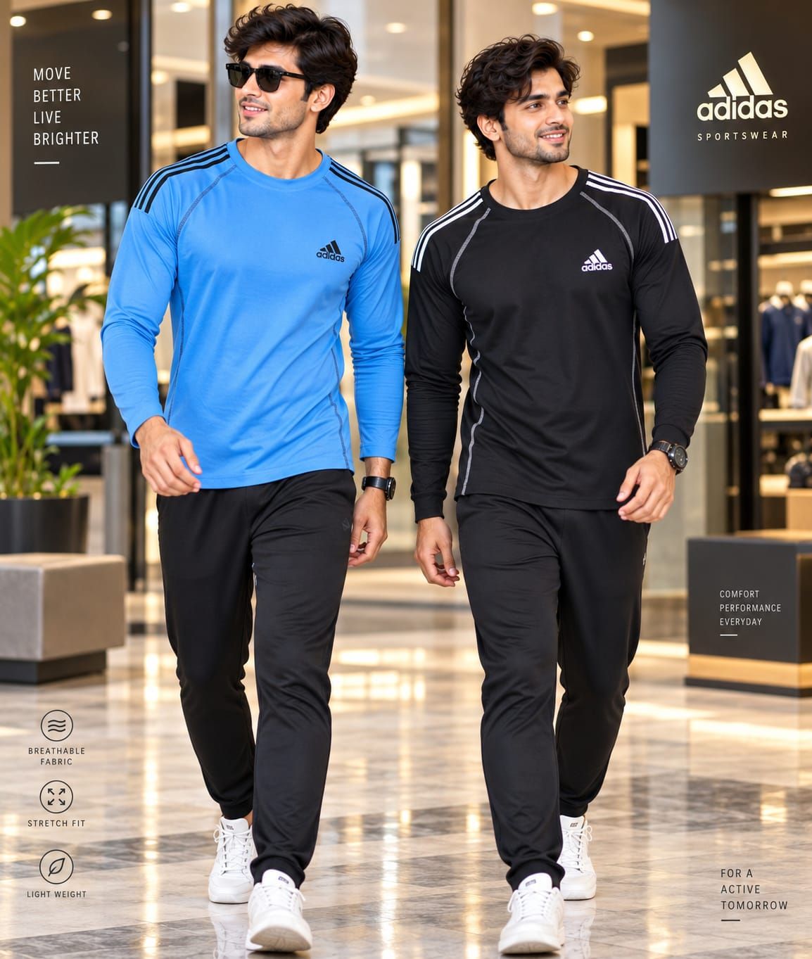 Adidas Premium Quality Round Neck Full Sleeve Men's T-Shirt - 52 Pc