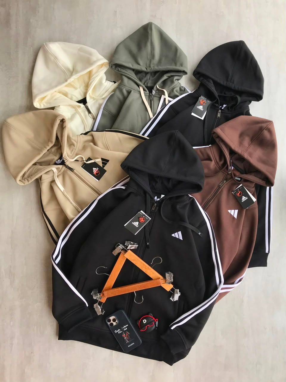 Adidas Premium Quality Hooded with Zipper Full Sleeve Men's Hoodies - 36 Pc