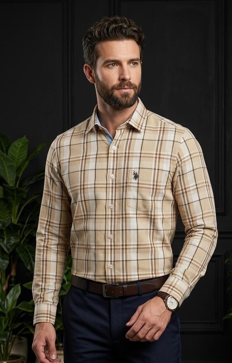 Ralph Lauren Premium Quality Collar Neck Chex Full Sleeve Men's Shirt - 60 Pc