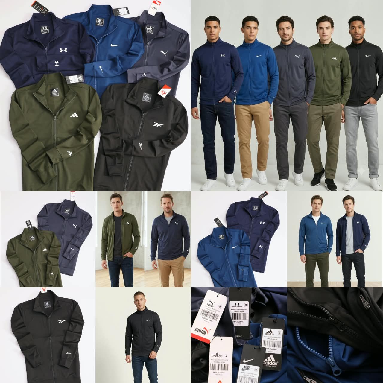 Multi Branded Premium Quality Collar with Zipper Full Sleeve Windcheaters Casual combo Men's upper - 42 Pc