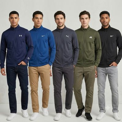 Multi Branded Premium Quality Collar with Zipper Full Sleeve Windcheaters Casual combo Men's upper - 42 Pc