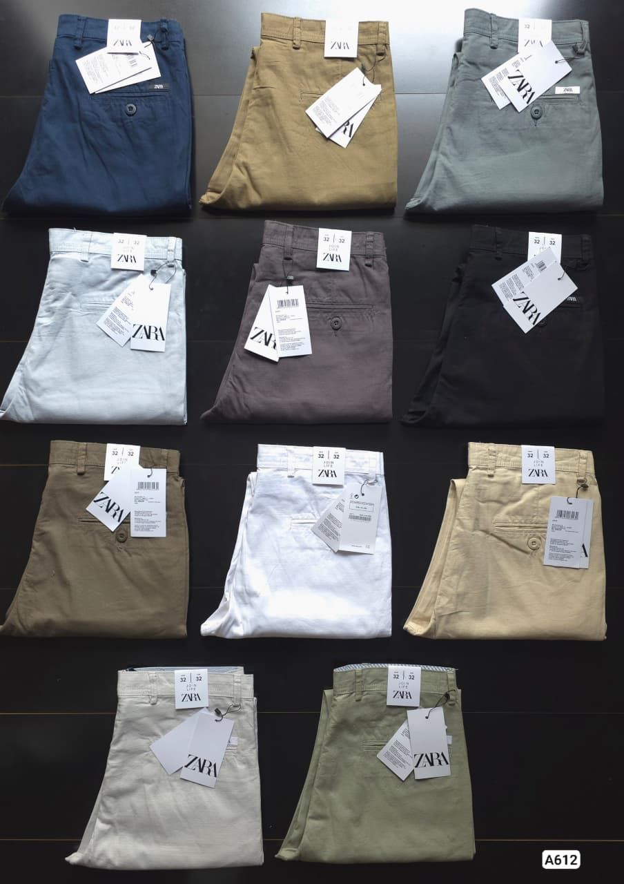 Zara Premium Quality Cotton Linen Slim Fit Length 40 inch Men's Cotton Pant- 81 Pc