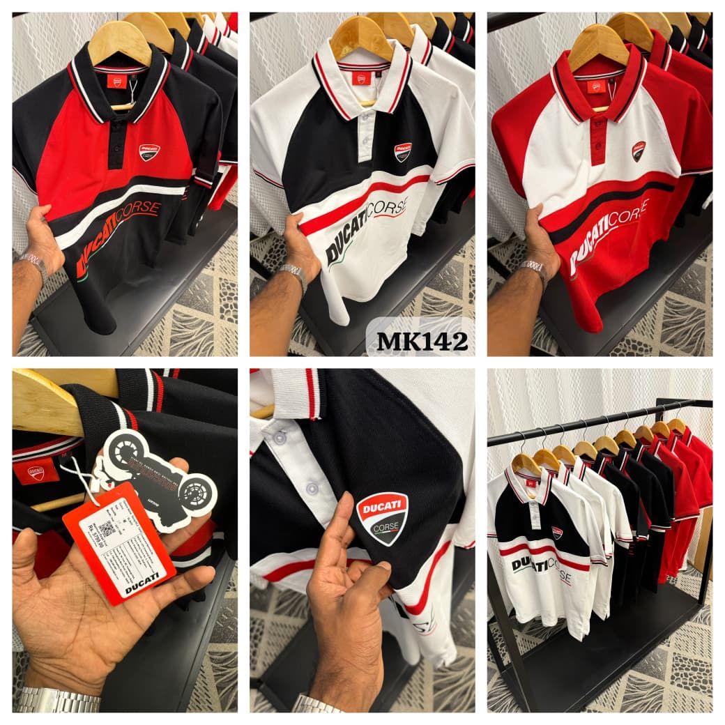 Ducati Premium Quality Collar Neck Half Sleeve Men's T-Shirt - 48 Pc