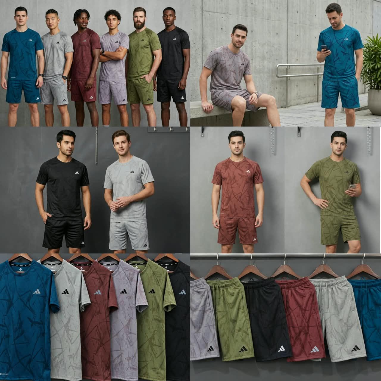 Adidas Premium Quality Round Neck T-Shirt &amp; Shorts Men's Co-ord Set - 28 Set