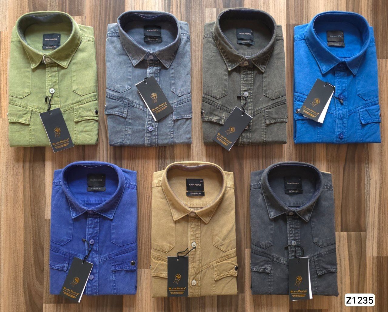 Black People Premium Quality Plain Doble Pocket Collar Neck Full Sleeve Men's Shirt - 30 Pc