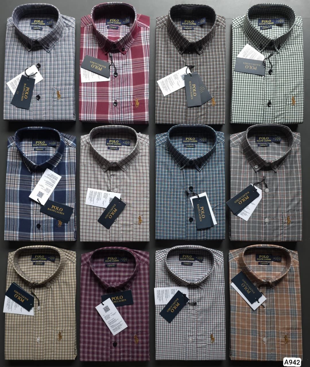 Ralph Lauren Premium Quality Oxford Cotton Collar Neck Full Sleeve Men's Shirt - 72 Pc