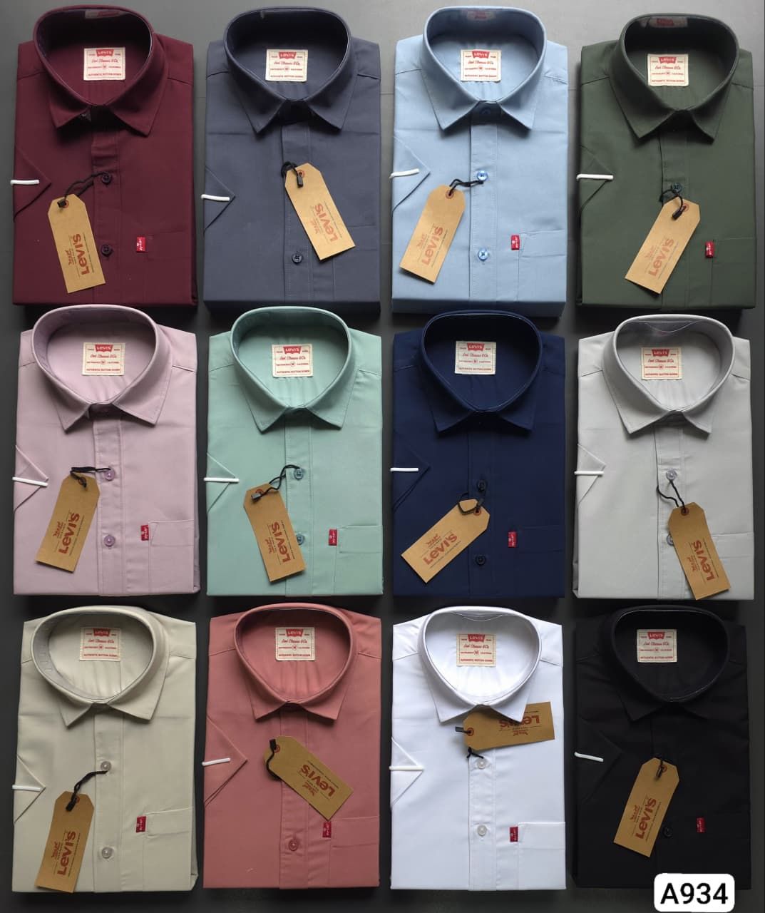 Levi's Premium Quality Cotton Collar Neck Half Sleeve Men's Shirt - 49 Pc