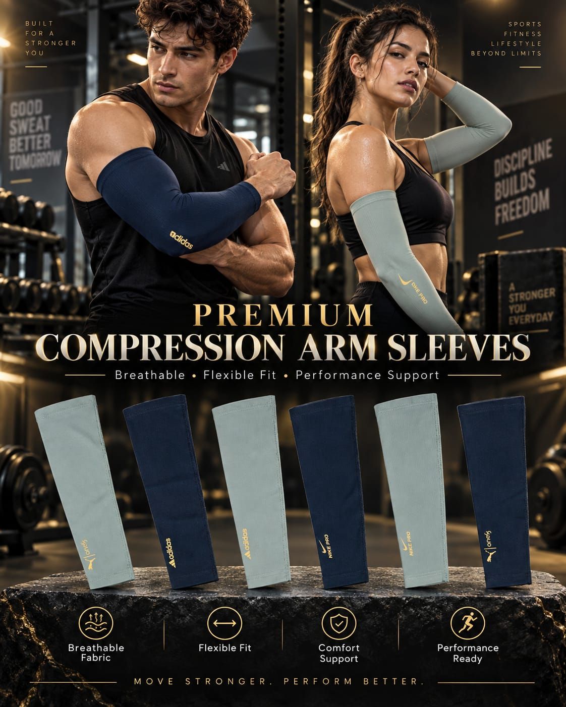 Unisex Arm Sleeve Comfort Fit Breathable fabric Free size - 80 Pair