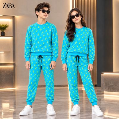 Kids Zara ( Unisex )Premium Quality Cotton Round Neck Full Sleeve Sweatshirt &amp; Track Pant Kids top &amp; Bottom Set - 45 Set