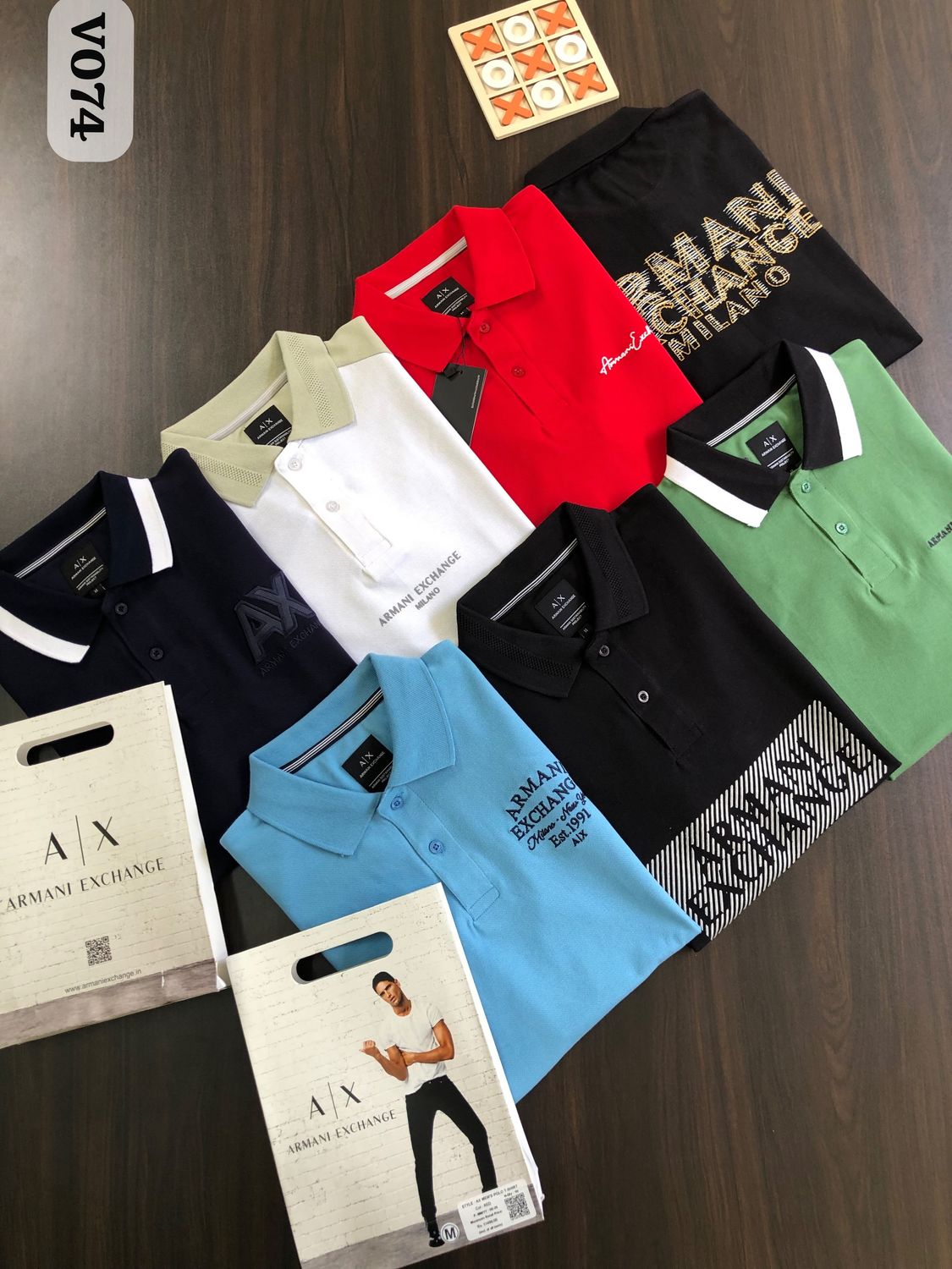 Armani Exchange Premium Quality Cotton Collar Neck Half Sleeve Men's T-Shirt - 66 Pc