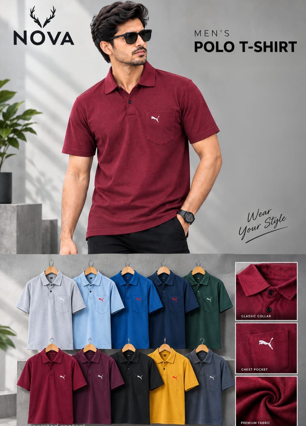 Multi Branded Premium Quality Collar Neck Half Sleeve Men's T-Shirt - 80 Pc
