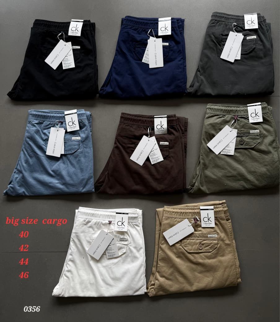 ( Big Size ) Calvin Klein Premium Cotton Quality 6 Pocket Men's Cargo Pant - 36 Pc