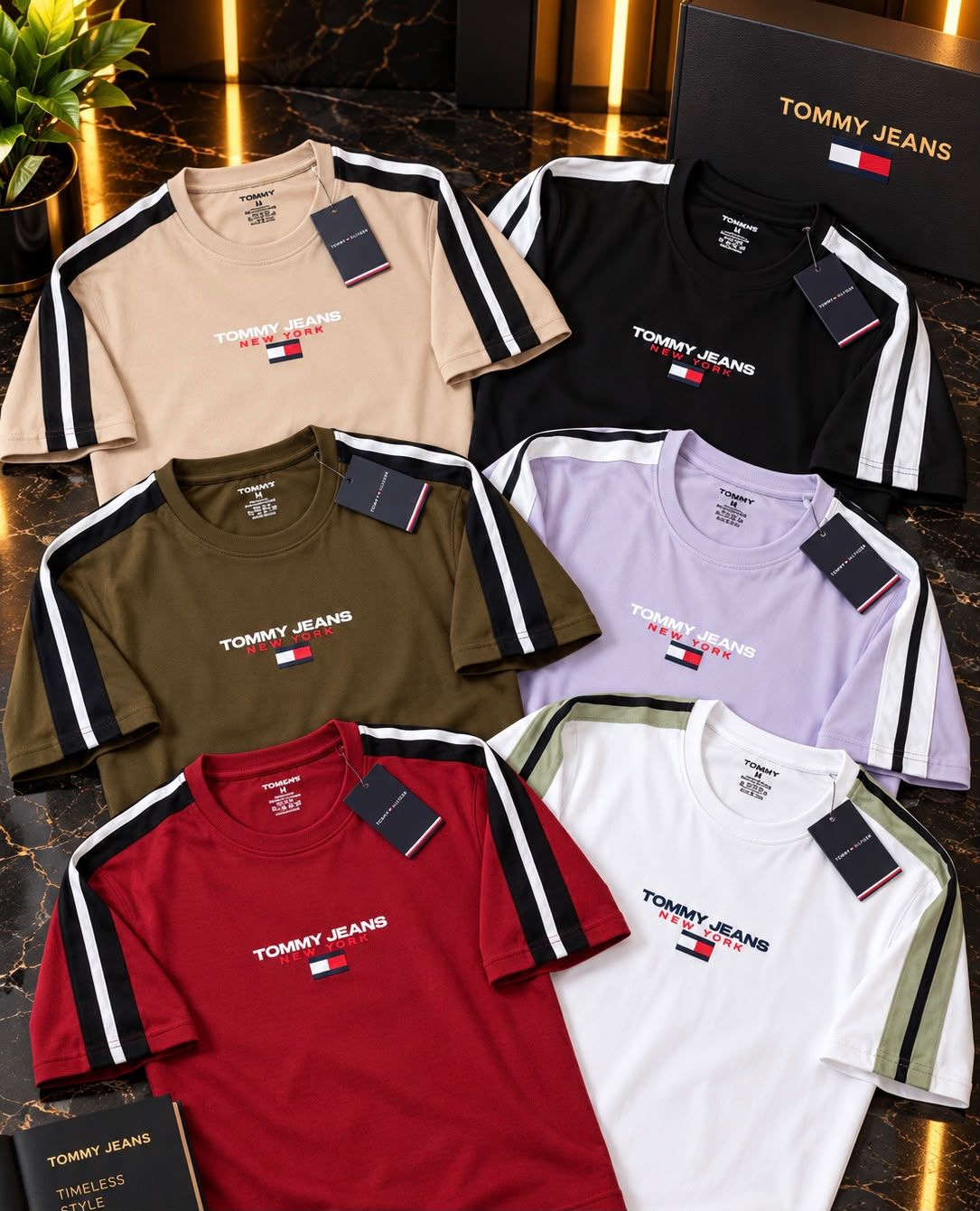 Tommy Hilfiger Premium Quality Cotton Round Neck Half Sleeve Men's T-Shirt - 50 Pc
