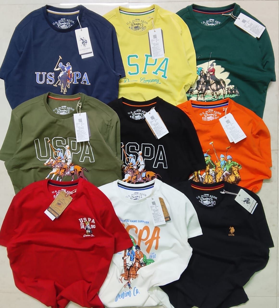 Us Polo Premium Quality Cotton Round Neck Half Sleeve Men's T-Shirt - 66 Pc
