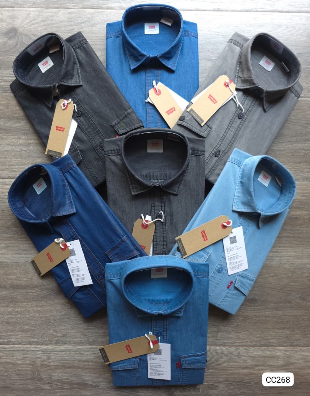 Levis Premium Quality Cotton Collar Neck Full Sleeve Men's Denim Shirt - 56 Pc